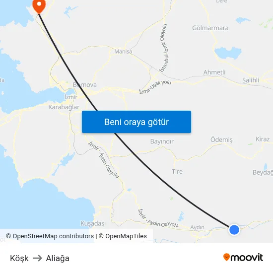 Köşk to Aliağa map
