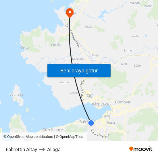 Fahrettin Altay to Aliağa map