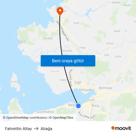 Fahrettin Altay to Aliağa map