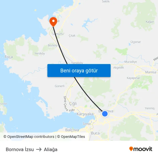 Bornova İzsu to Aliağa map