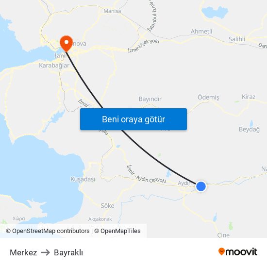 Merkez to Bayraklı map