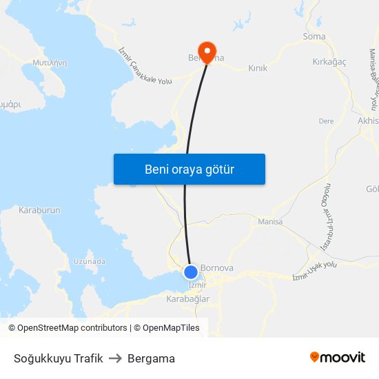 Soğukkuyu Trafik to Bergama map