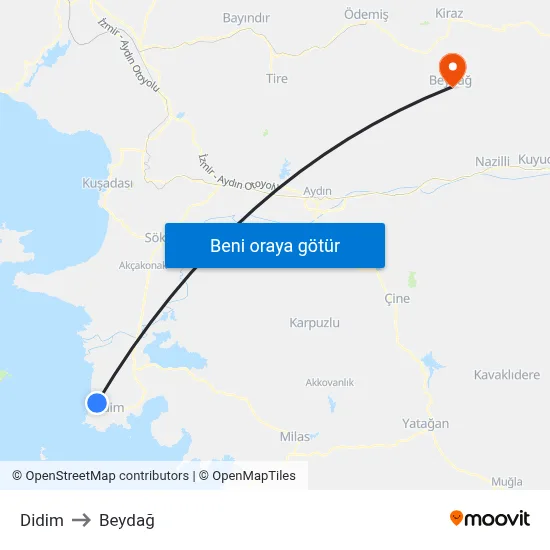 Didim to Beydağ map