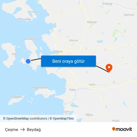 Çeşme to Beydağ map