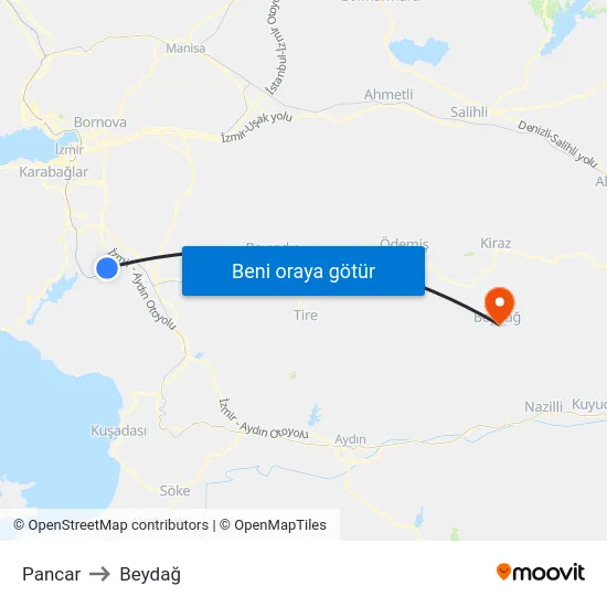 Pancar to Beydağ map
