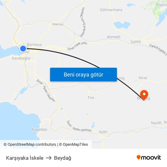 Karşıyaka İskele to Beydağ map