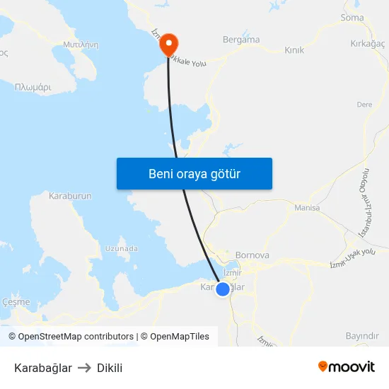 Karabağlar to Dikili map