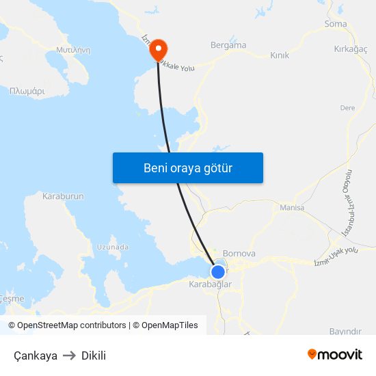 Çankaya to Dikili map