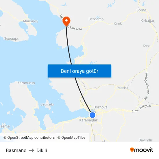 Basmane to Dikili map