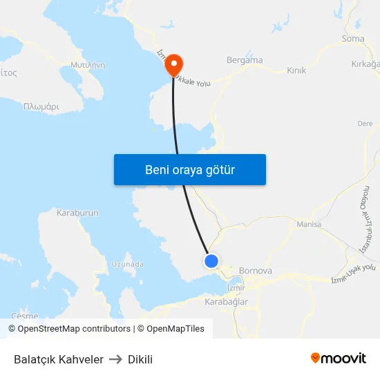 Balatçık Kahveler to Dikili map