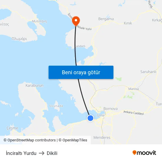 İnciraltı Yurdu to Dikili map
