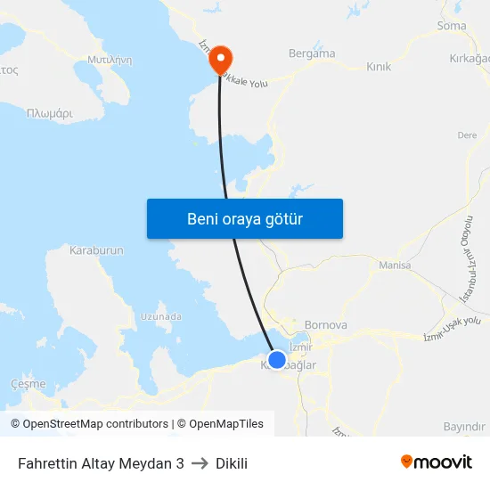 Fahrettin Altay Meydan 3 to Dikili map