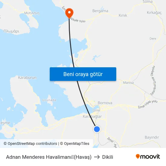 Adnan Menderes Havalimanı✈(Havaş) to Dikili map