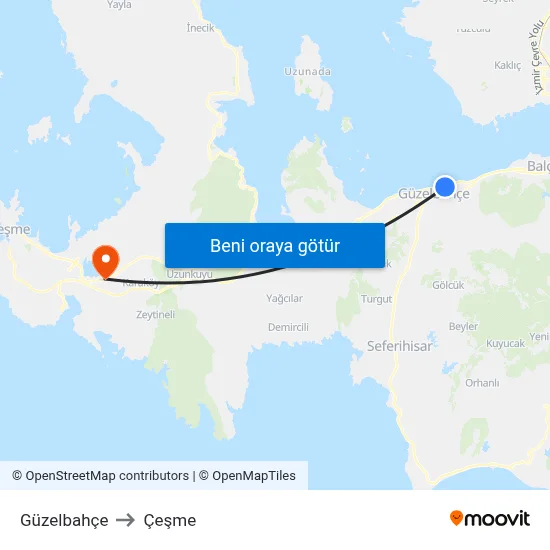 Güzelbahçe to Çeşme map