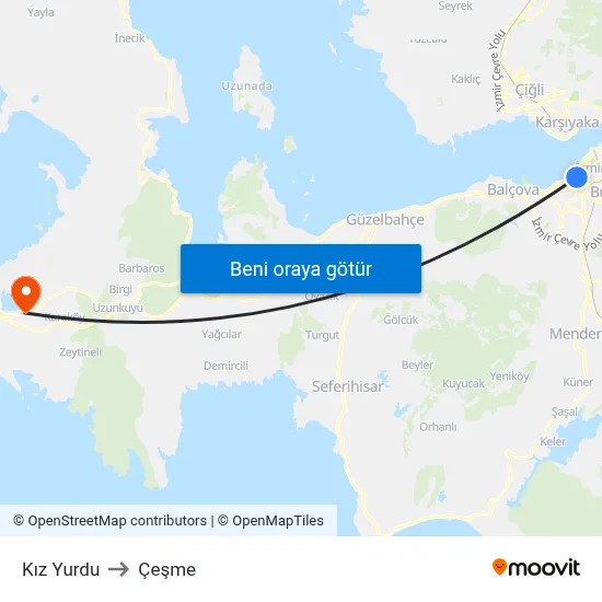 Kız Yurdu to Çeşme map
