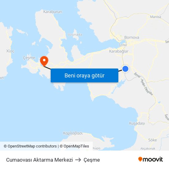 Cumaovası Aktarma Merkezi to Çeşme map