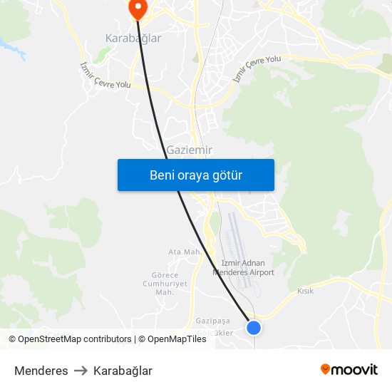 Menderes to Karabağlar map