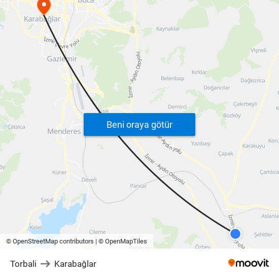 Torbali to Karabağlar map