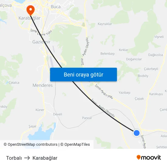 Torbalı to Karabağlar map