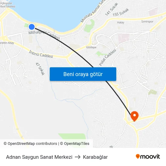 Adnan Saygun Sanat Merkezi to Karabağlar map
