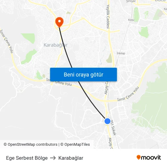 Ege Serbest Bölge to Karabağlar map