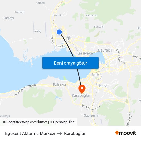 Egekent Aktarma Merkezi to Karabağlar map