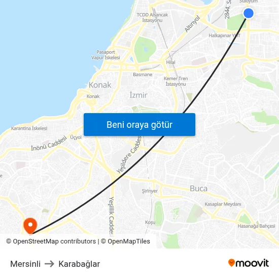 Mersinli to Karabağlar map