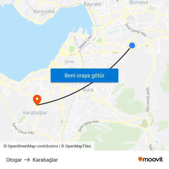 Otogar to Karabağlar map