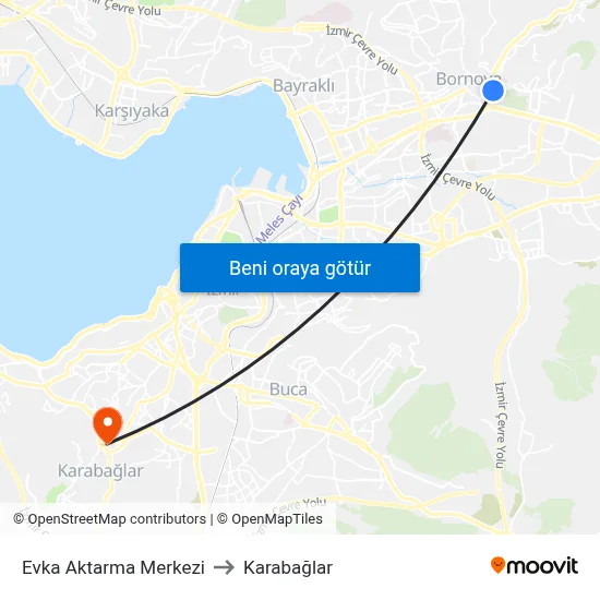 Evka Aktarma Merkezi to Karabağlar map