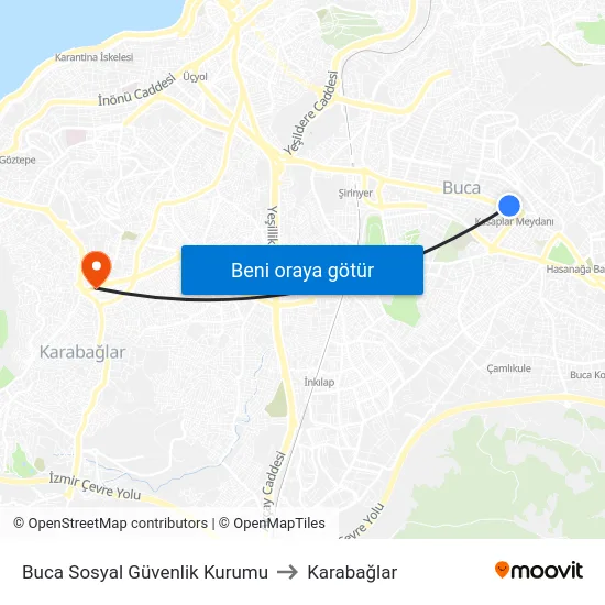 Buca Sosyal Güvenlik Kurumu to Karabağlar map