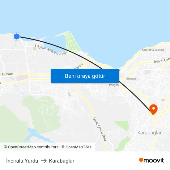 İnciraltı Yurdu to Karabağlar map