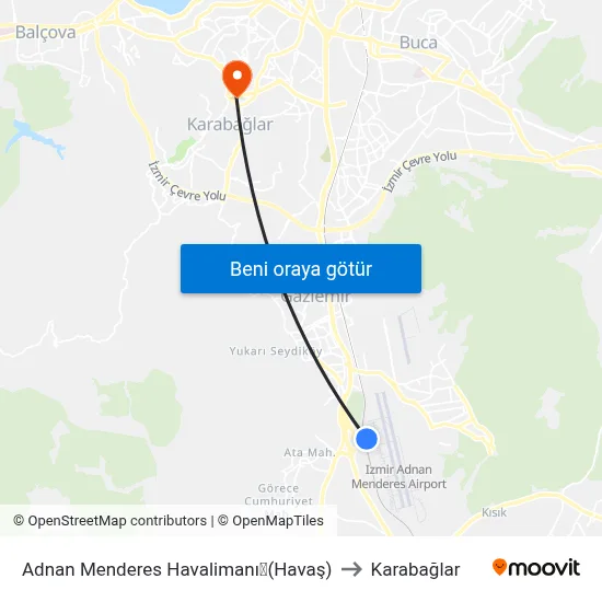 Adnan Menderes Havalimanı✈(Havaş) to Karabağlar map