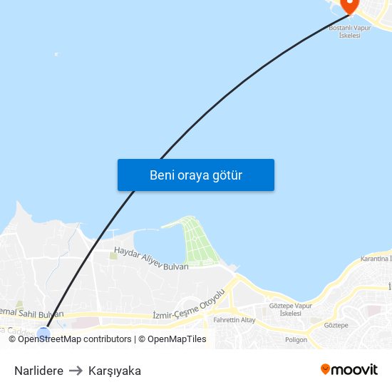 Narlidere to Karşıyaka map