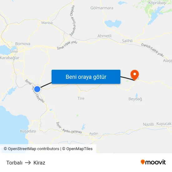 Torbalı to Kiraz map