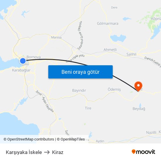 Karşıyaka İskele to Kiraz map
