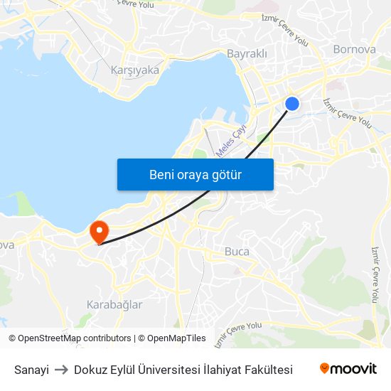 Sanayi to Dokuz Eylül Üniversitesi İlahiyat Fakültesi map