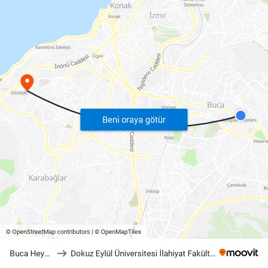 Buca Heykel to Dokuz Eylül Üniversitesi İlahiyat Fakültesi map