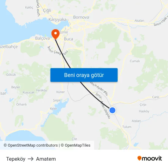 Tepeköy to Amatem map