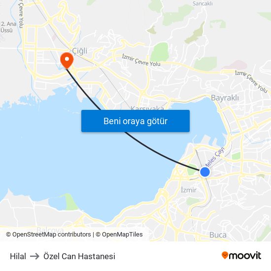 Hilal to Özel Can Hastanesi map