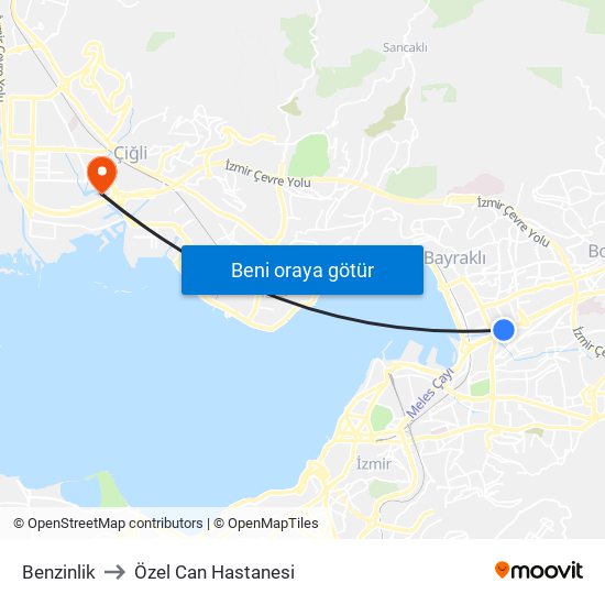 Benzinlik to Özel Can Hastanesi map