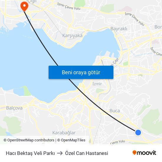 Hacı Bektaş Veli Parkı to Özel Can Hastanesi map