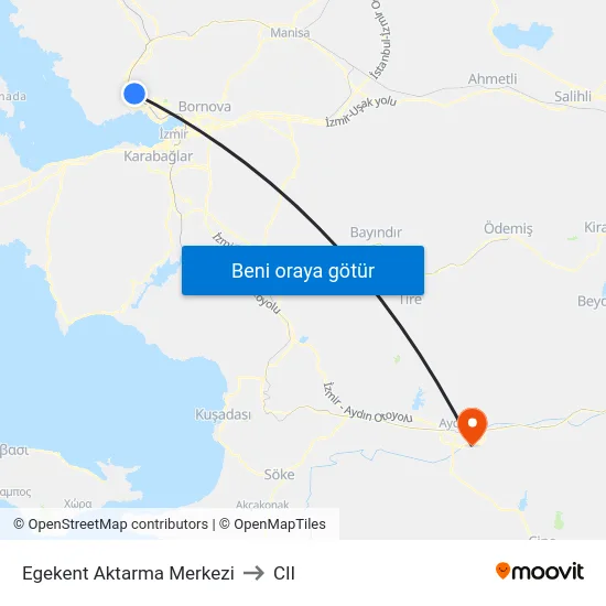 Egekent Aktarma Merkezi to CII map