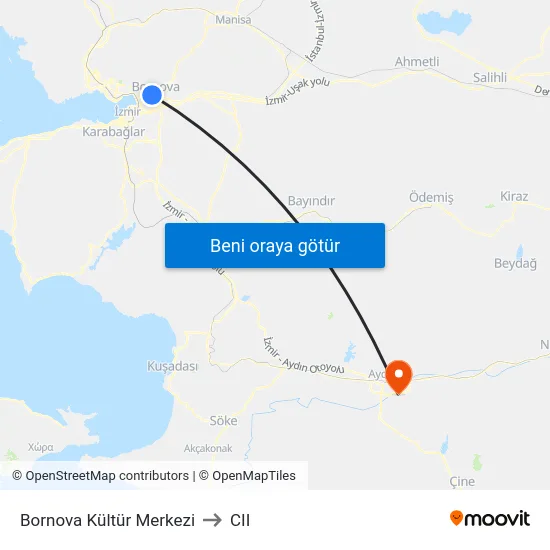 Bornova Kültür Merkezi to CII map