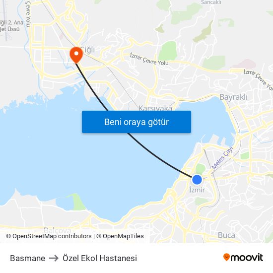 Basmane to Özel Ekol Hastanesi map
