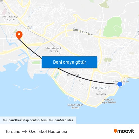 Tersane to Özel Ekol Hastanesi map