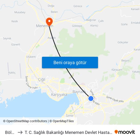 Bölge to T. C. Sağlık Bakanlığı Menemen Devlet Hastanesi map