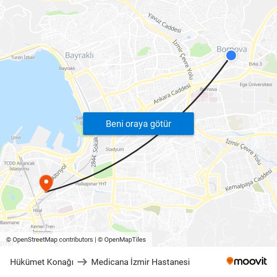 Hükümet Konağı to Medicana İzmir Hastanesi map