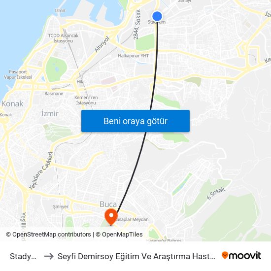 Stadyum to Seyfi Demirsoy Eğitim Ve Araştırma Hastanesi map