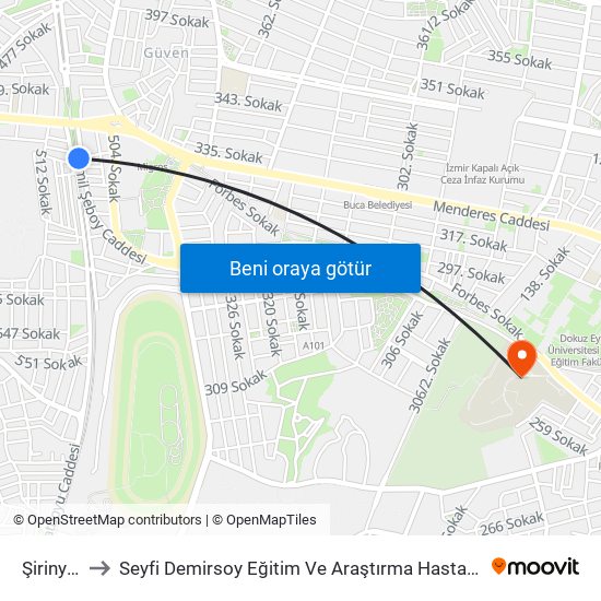 Şirinyer to Seyfi Demirsoy Eğitim Ve Araştırma Hastanesi map