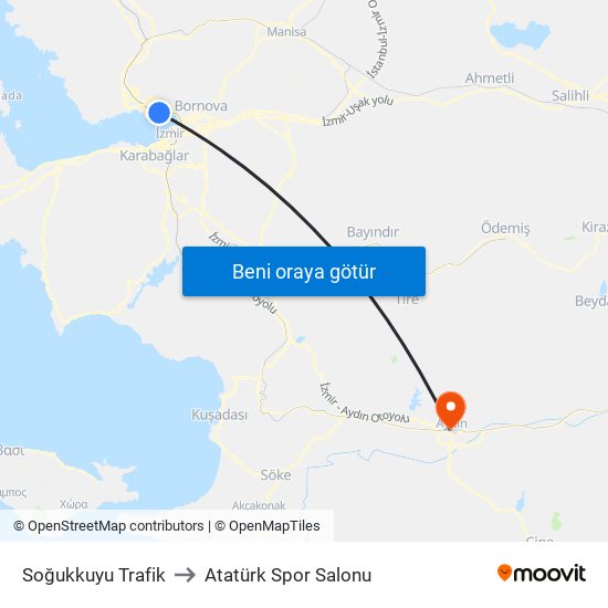 Soğukkuyu Trafik to Atatürk Spor Salonu map
